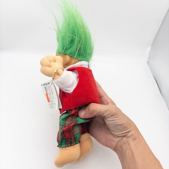 NEW Russ Christmas Caroling Trolls Harmony Boy 8” Plush Doll Green Tinsel Hair - Picture 5 of 9